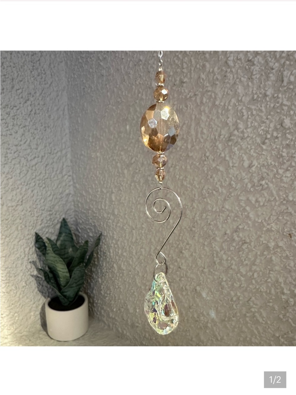 Dainty Amber Beaded Crystal Sun Catcher